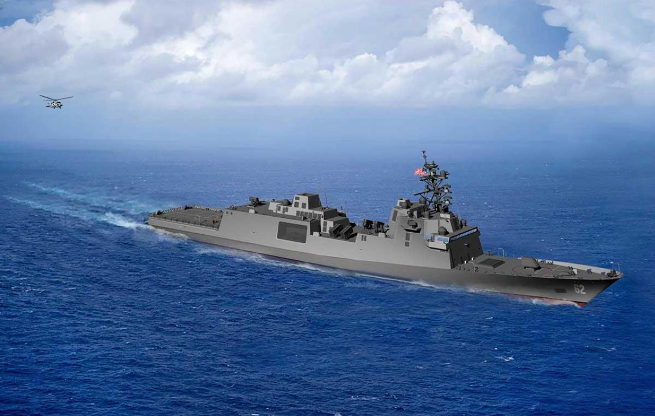 Rendering of the first-in-class guided missile frigate, FFG(X), that will be built by Boilermakers at Fincantieri Marinette Marine.