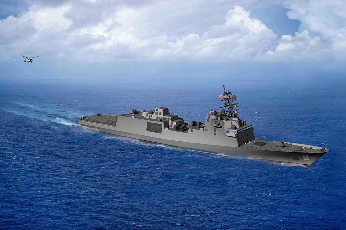 Rendering of the first-in-class guided missile frigate, FFG(X), that will be built by Boilermakers at Fincantieri Marinette Marine.